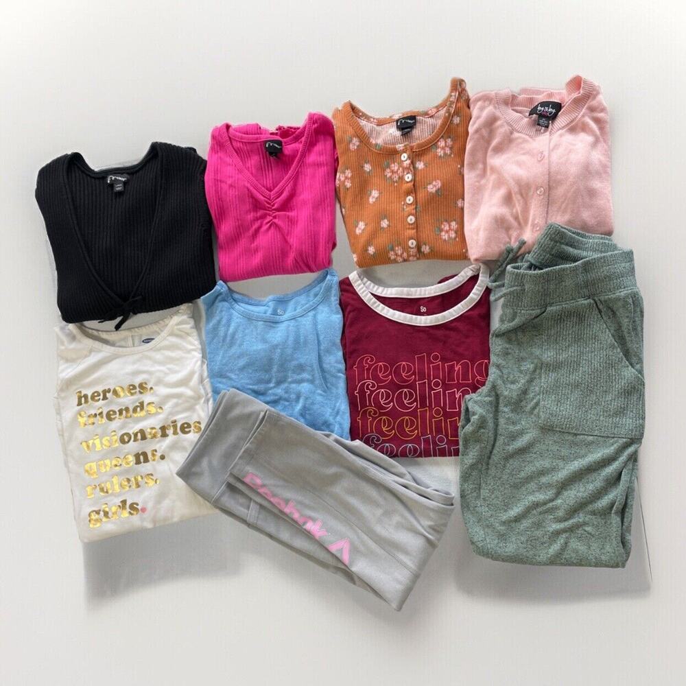 Lot of 9 Girls M (10-12) Cardigan Sweater, Long Sleeve Tee, Leggings Mixed Brand